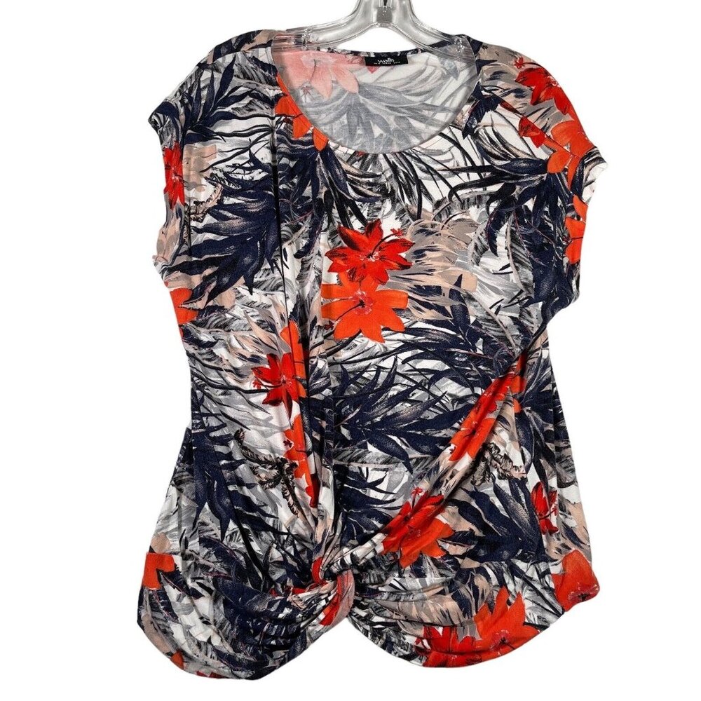 Wallis Top Womens Size US 14 UK 18‎ Tropical Floral Print Short Sleeve Pullover